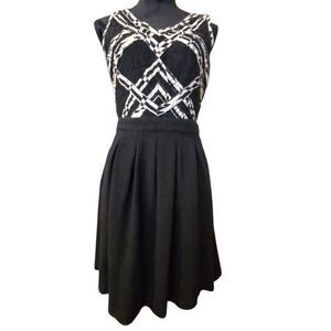 Anthropologie Postmark Dress 10 Balck Lace Fit & Flare Whimsigoth Dark Academia